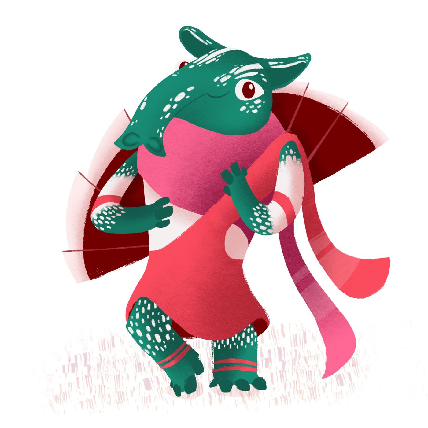 A spotted creature with a fan cape, Pango's Odyssey cast