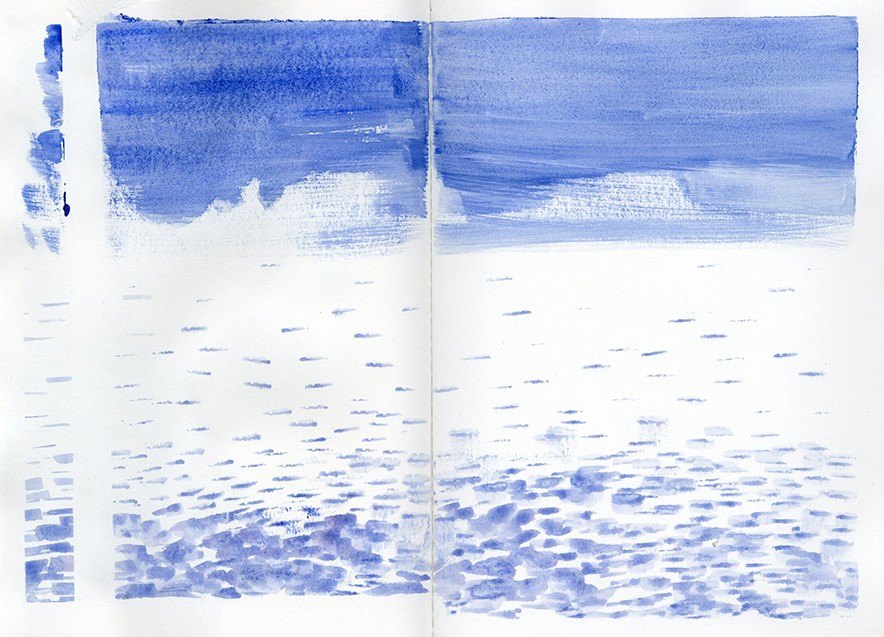 Painted blue water texture