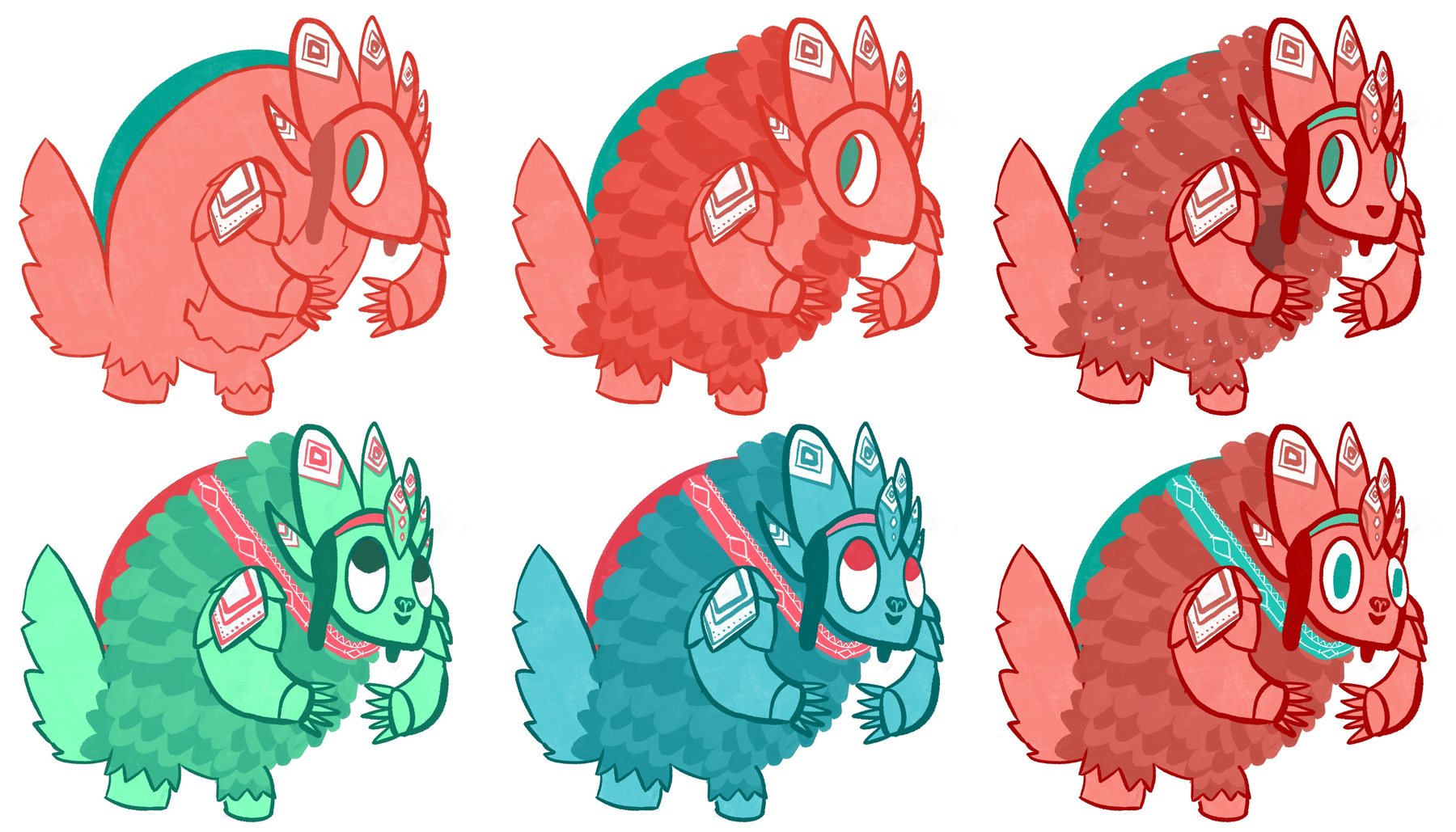 Six colour variations of Pango Lo