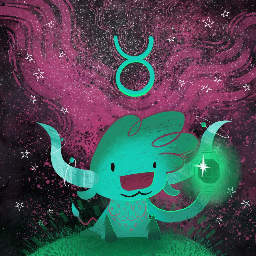 Green exploration of the Taurus holding a glowing emerald