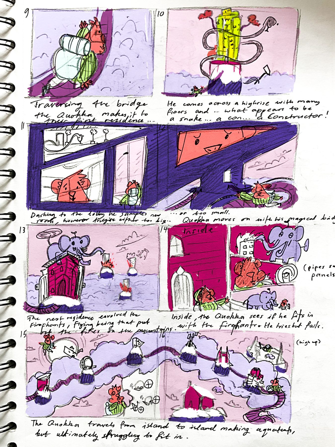 Quokka Bridges storyboard, page 2