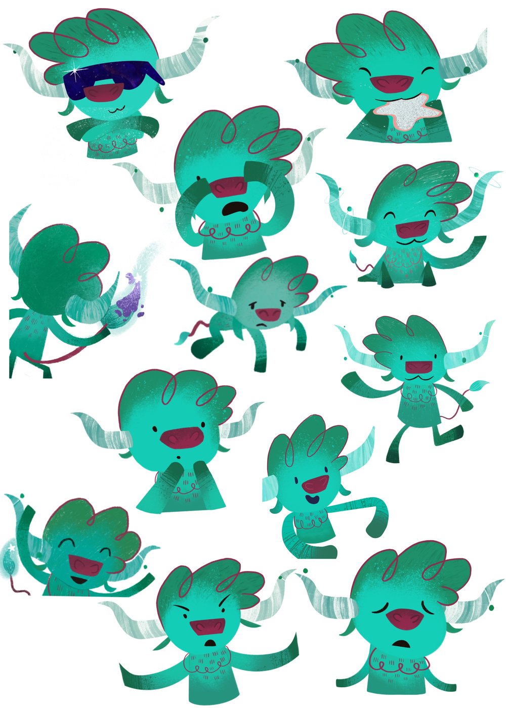 The Emerald Taurus expression and pose sheet